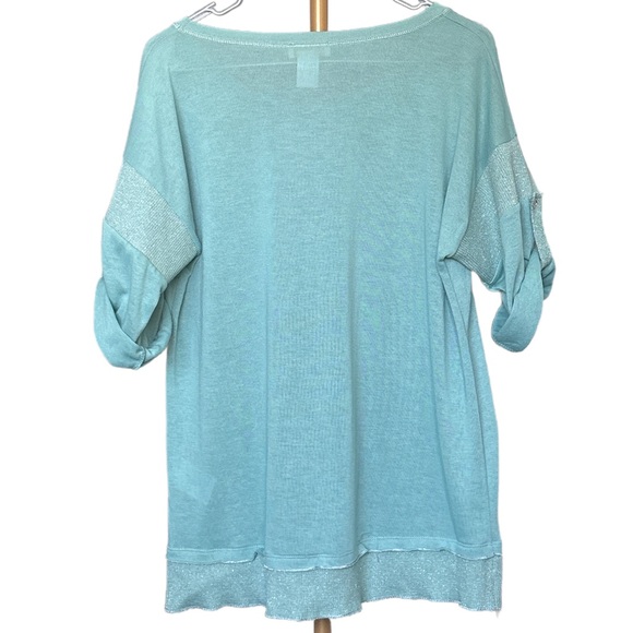 Ambria | Women's Teal Top with Silver Star Accents - Picture 2 of 5